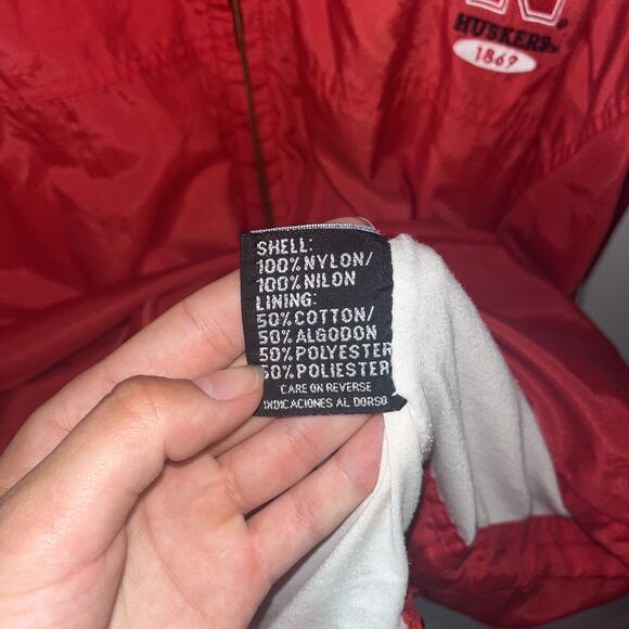 Vintage Starter Varsity Jacket Nebraska Windbreaker Track Athletic Red Men's 3X - Picture 9 of 9